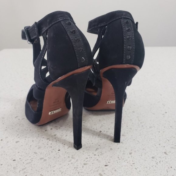 Schutz suede studded strappy heels black 6.5 - Picture 3 of 6